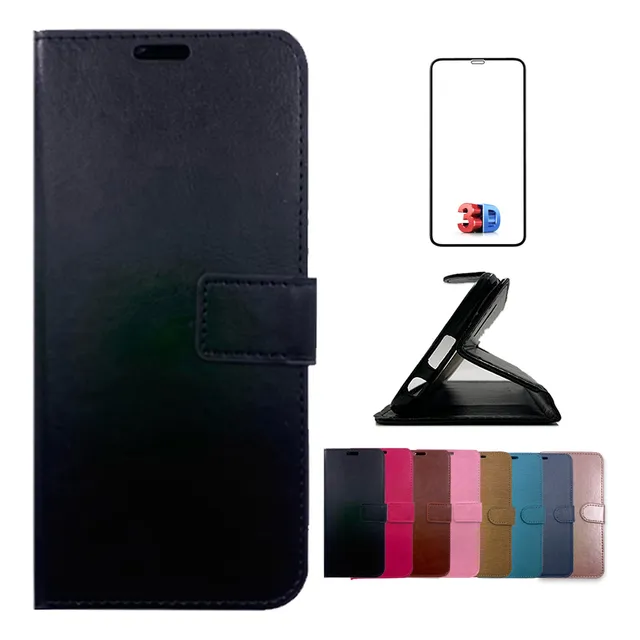 Película Vidro 3d + Capa Carteira Para iPhone XR X Xs Max