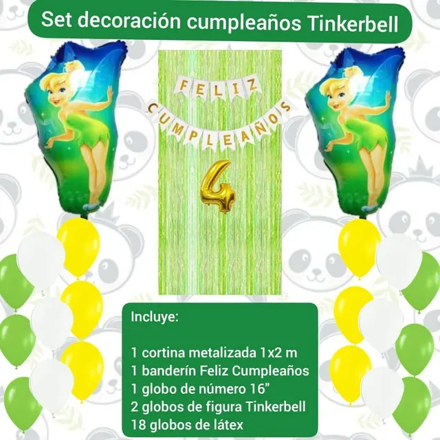 Combo Decoración Cumpleaños Globos Campanita Tinkerbell