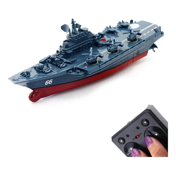 Portaaviones Rc Yingmate 3319 Azul Control Remoto 15cm