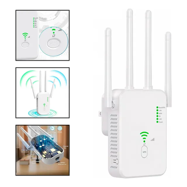 Repetidor Wifi Inalambrico 5 Ghz 1200mbps Wps 4 Antenas