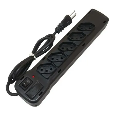 Filtro De Linha Régua 5 Tomadas Com Proteção, Chave E Led 127/220v