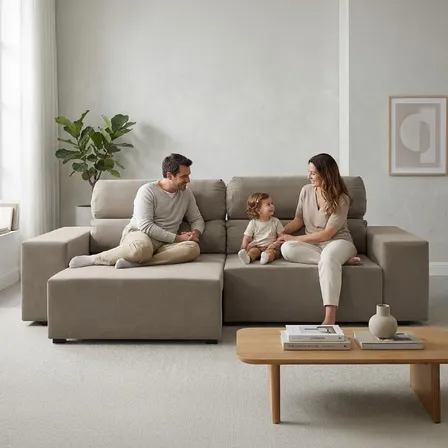 Sofá Retrátil E Reclinável 4 Lugares Espuma Ingleses 200cm Bege