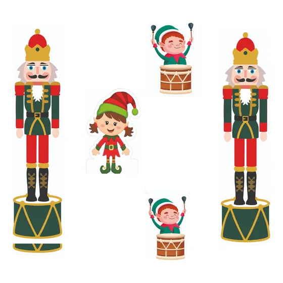 Figuras Navideñas Cascanueces Y Duendes Rígidas En Coroplast