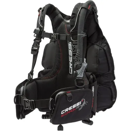 Colete Cressi Scorpion Bcd para mergulho técnico, tipo de asa, cor da asa, preto, tamanho M