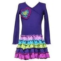 Vestido De Niña Morado Con  Faralado. Talla 3