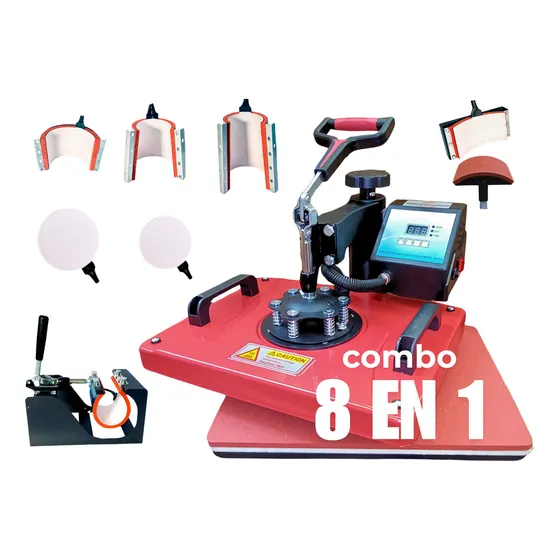 Plancha Sublimadora Kit Combo 8 En 1 29x38 Tlp Sublimación Color Red