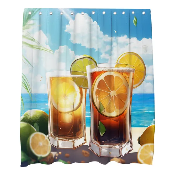 Cortina Ducha Jugo Limon Juego Decoracion Baño Tema Fruta 72