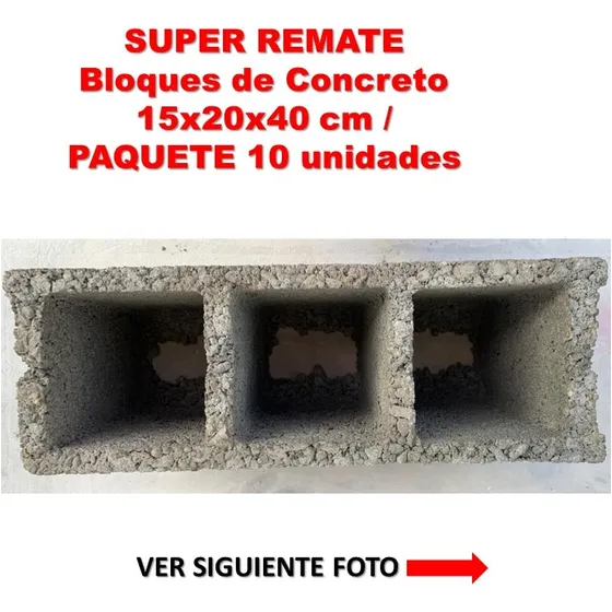 Super Remate Bloques De Concreto 15x20x40 Cm Paquete 10 Unid