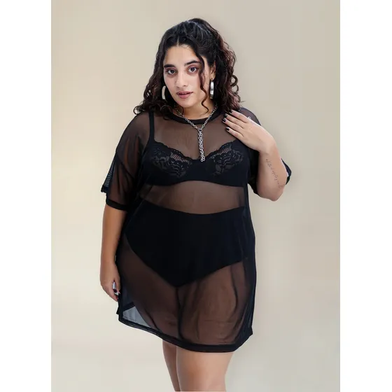 Vestido Mujer Ananá Plus Size Tul Corto Noche Talle Grande