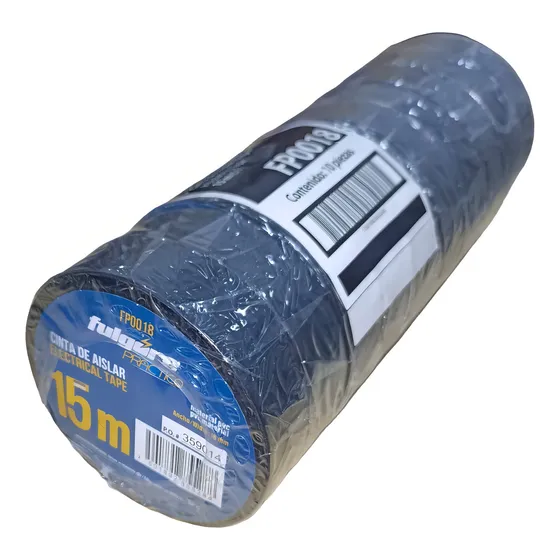 Cinta Aislante X 15 Mts Negra Pack X 10 Unid Fulgore Color Negro Liso