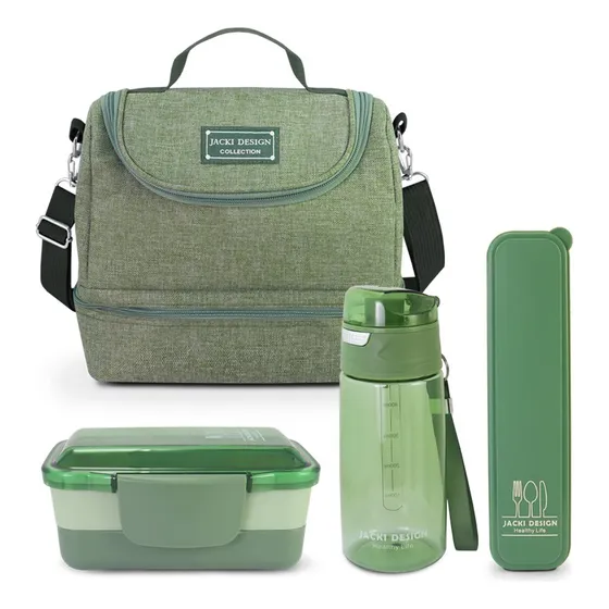 Kit Bolsa Térmica, Pote Marmita 950ml, Garrafa Porta Talher