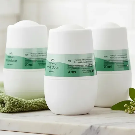 Kit 3 Desodorantes Natura roll on erva doce antitranspirante