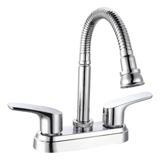 Mezcladora Para Lavabo Cuerpo Metálico Flexible Ecoflux Acabado Cromado Color Plateado