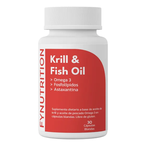 Krill & Fish Oil Fynutrition  Con Omega 3, Astaxantina Y Fosfolípidos - 30 Un.