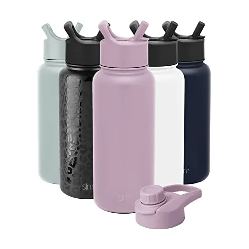 Botella De Agua Moderna Simple Con Paja Y Tapa De 99r1o