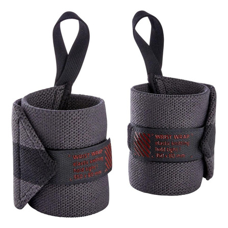 Proteções De Pulso Para Musculação Force Wristwrap Domyos - Cor Cinza Preto Proteções De Pulso Para Musculação Force Wristwrap Domyos - Cor Cinza Preto