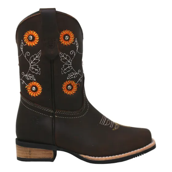 Bota Vaquera Juvenil Piel Crazy Tubo Grabado Old Western