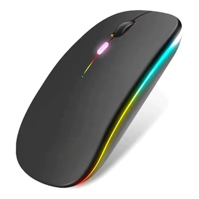 Mouse Inalambrico Batería Recargable Led Rgb Retro Iluminado