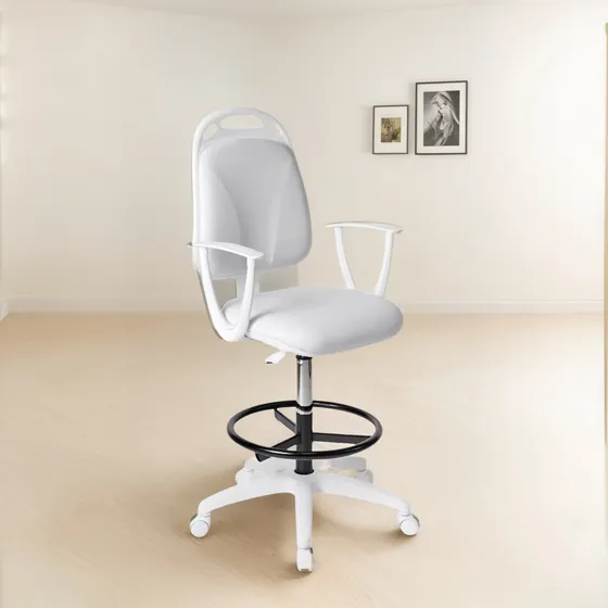 Silla Alta Diva Cajera Con Apoyabrazos Y Ruedas
