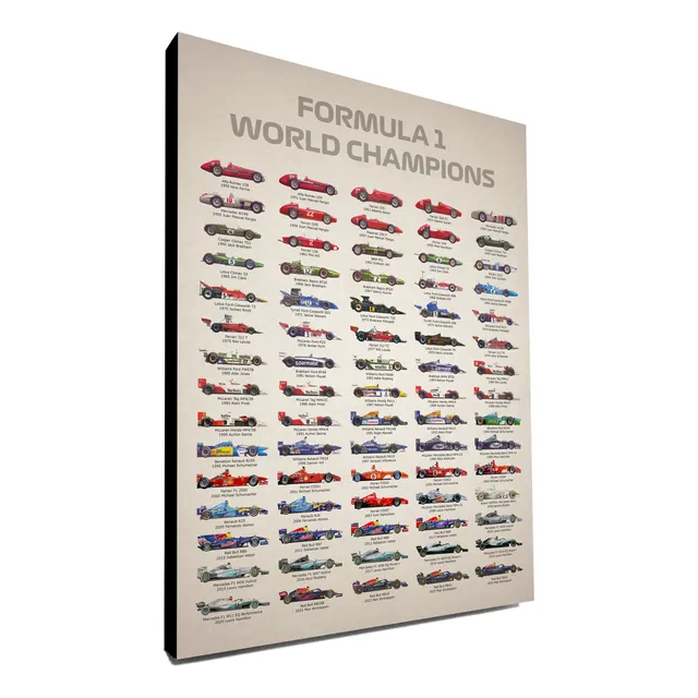 Cuadro Todos Los Campeones Historia Formula 1 H/2024 40x30cm Negro Negro