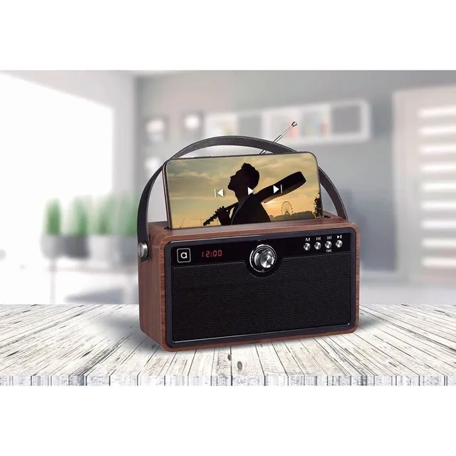 Parlante Portátil Audiolab Madera Bluetooth Usb Aux Sd Fm