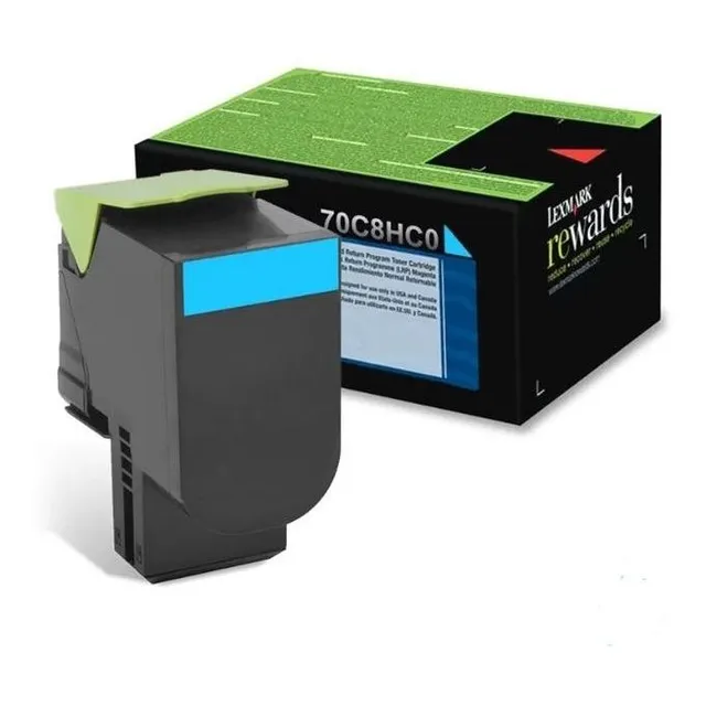 Toner Lexmark 70c8hc0 Color Cian Rendimiento 3,000 Páginas