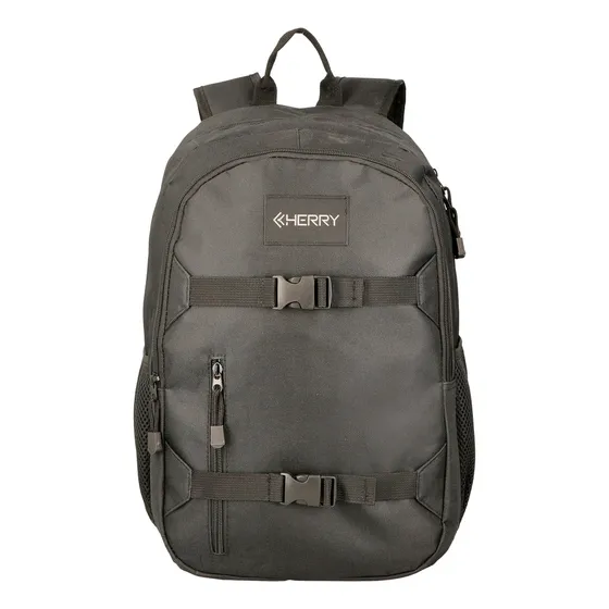 Mochila Ejecutiva Portanotebook Bolsillo Frontal Tiras Mesh Color Negro Diseño De La Tela Liso