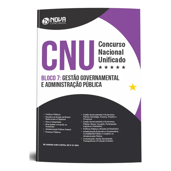 Apostila Completa Bloco 7 Gestão Governamental E Administração Pública - Cnu 2024 Atualizada - Editora Nova