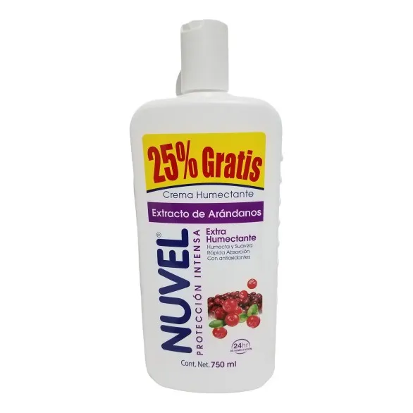 Crema Humectante Nuvel Extracto De Arándanos 3 Pz De 750 Ml