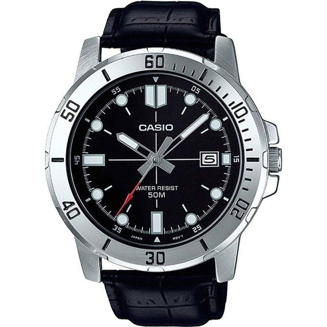 Relógio Casio Masculino Collection Couro Mtp-vd01l-1evudf-br Correia Preto Bisel Prateado ... Relógio Casio Masculino Collection Couro Mtp-vd01l-1evudf-br Correia Preto Bisel Prateado ...