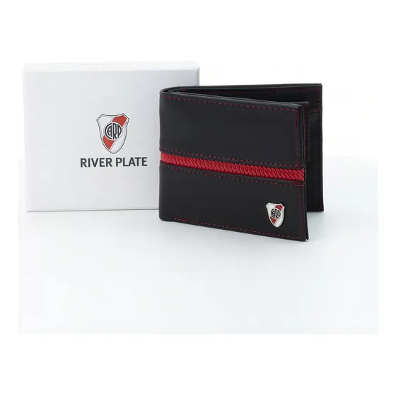 Billetera River Plate Licencia Cuero Ecologico Color Negro