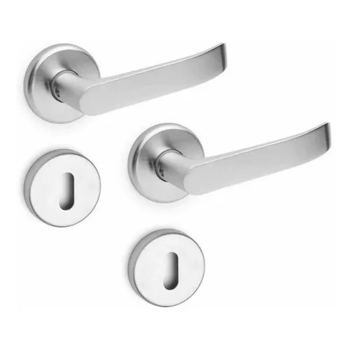 Manija Nova Doble Aluminio T/ Acero Inoxidable Puerta Hogar Gris