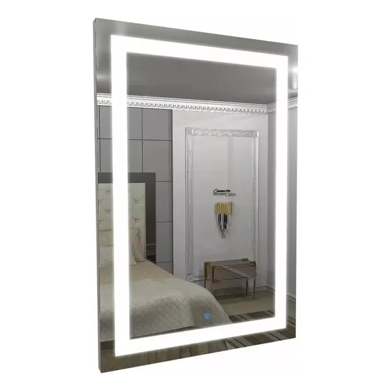 Espelho Jateado Retangular 120x80 Com Iluminação Led Touch