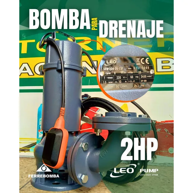 Bomba De Agua De Drenaje 2hp Con Brida Marca Leo 220v 50wqd8