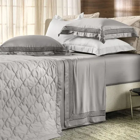 Jogo De Cama King Altenburg Cetim Bambu 300 Fios Unitá Cinza