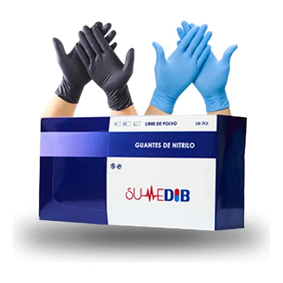 Bulto De Guantes De Nitrilo Negro Y Azul