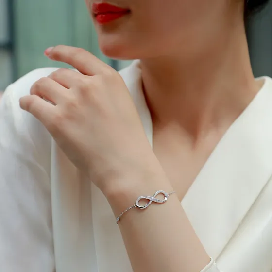 Exquisita Pulsera Moissanite Infinity Para Mujer