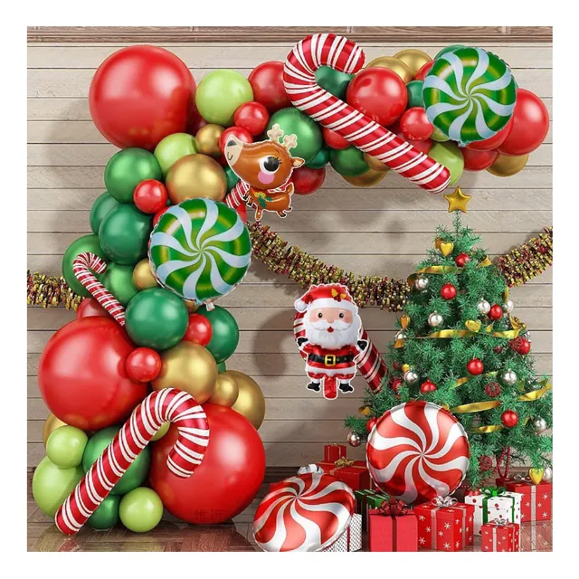 Set Decoracion Navidad Caramelo Guirnalda Bastón Metalizado