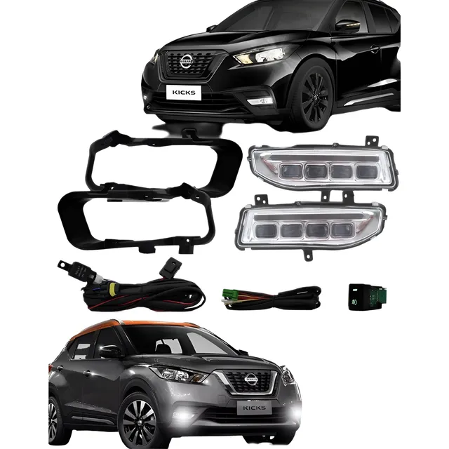 Kit Farol Milha Kicks Led Drl Seta 16/19 Botão Mod Original