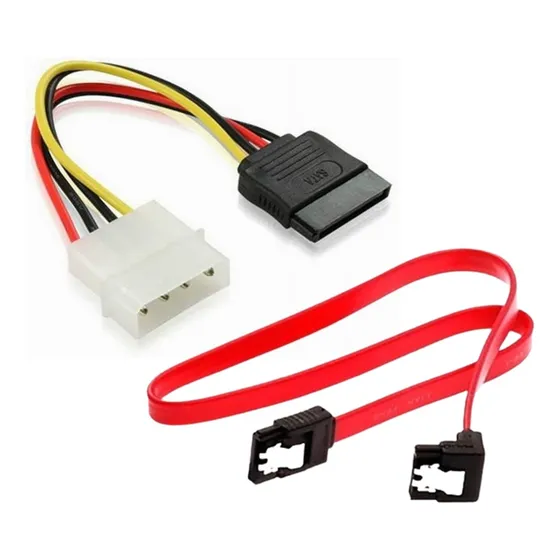 Cabo De Dados Sata + Cabo De Força Hd Ssd Dvd Cd Sata 3