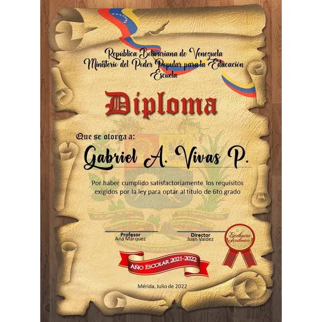 Diploma De Sexto Grado Editable
