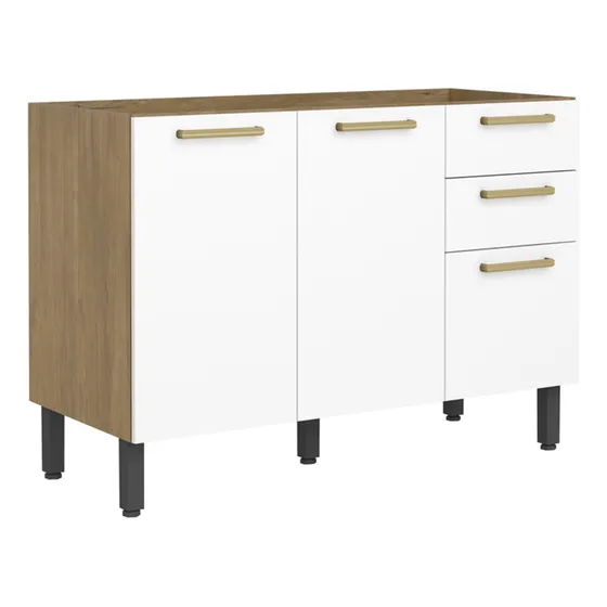 Mueble Inferior De Cocina De 120 Cm En Mdp Sin Meson Blanco