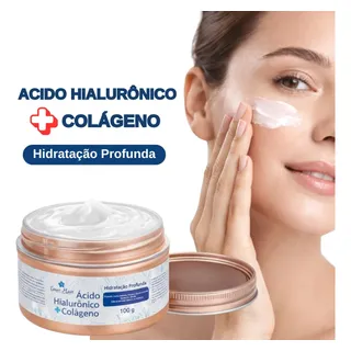 Creme Ácido Hialurônico + Colágeno Hidratante Facial 100g Todo Tipo De Pele Dia/