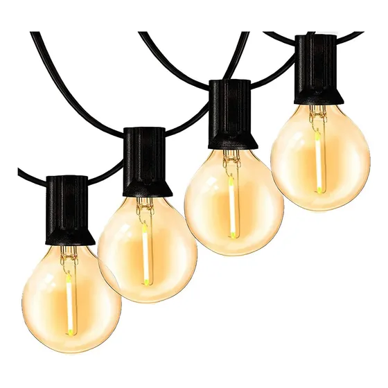 Guirnalda de luces LED exterior G40 15 25+2 focos vintage impermeables amarilla 110V
