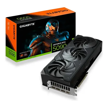 Tarjeta de Video Gigabyte Nvidia GeForce RTX 5090 Windforce OC 32GB GDDR7 3 Fan DLSS 4 PCI Express 5.0 IA