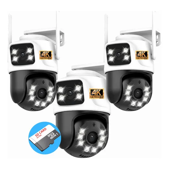 Kit 3 Câmera Ip Icsee Wifi Mais 3 Cartão De Memória Sd 64gb