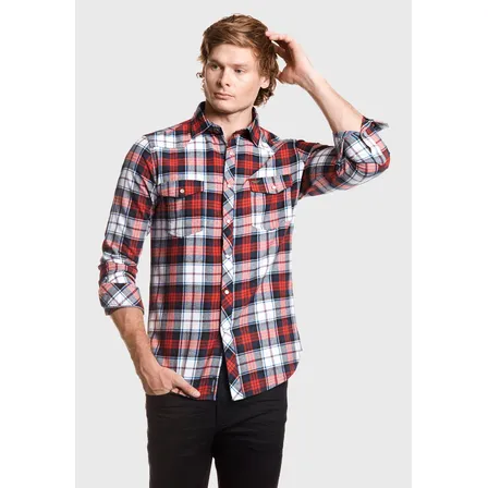 Camisa Hombre Checkered Rojo Fw 22hombre Ferouch