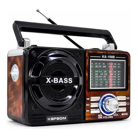 Rádio Retrô Vintage Portátil AM/FM Bluetooth USB Marrom