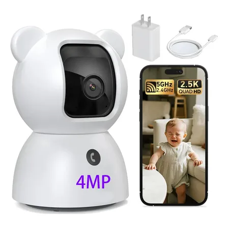 Cámara De Seguridad 3k Wifi Hd 360° Visión Ai Monit Con 64gb Blanco