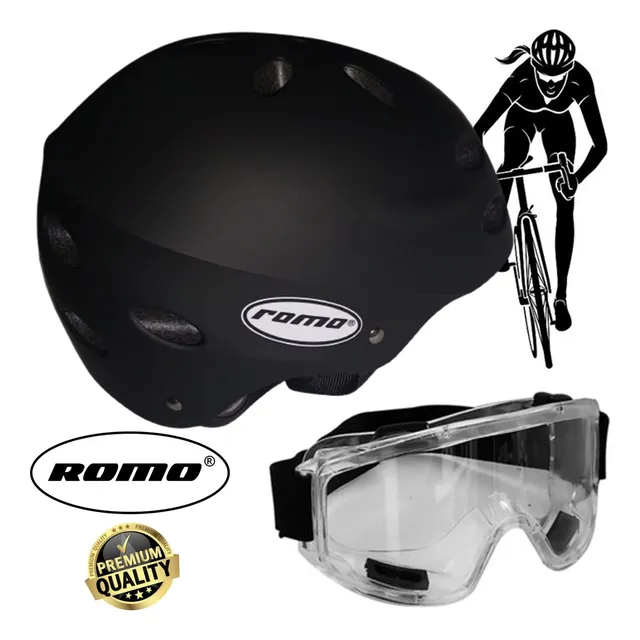 Casco Aerodinámico Gris Carbono Y Lentes Para Bicicletas